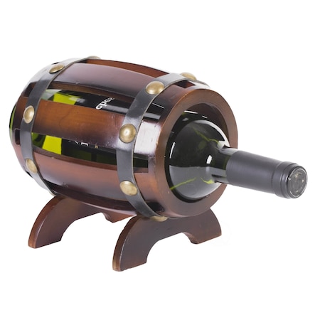 Vintiquewise Wooden Wine Barrel Shaped Vintage Decorative Single Bottle Wine Holder QI003661
